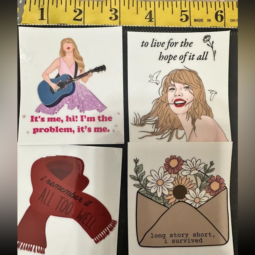 Taylor Swift 3 Inch Stickers 4 PACK Swiftie Collection
